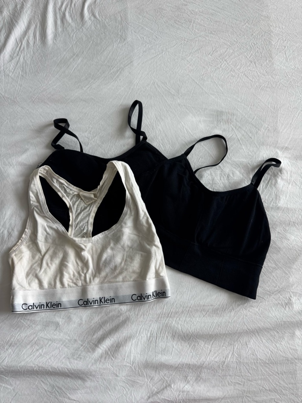 Calvin Klein Women's Cotton Logo Bralette in White & Black Bralettes
